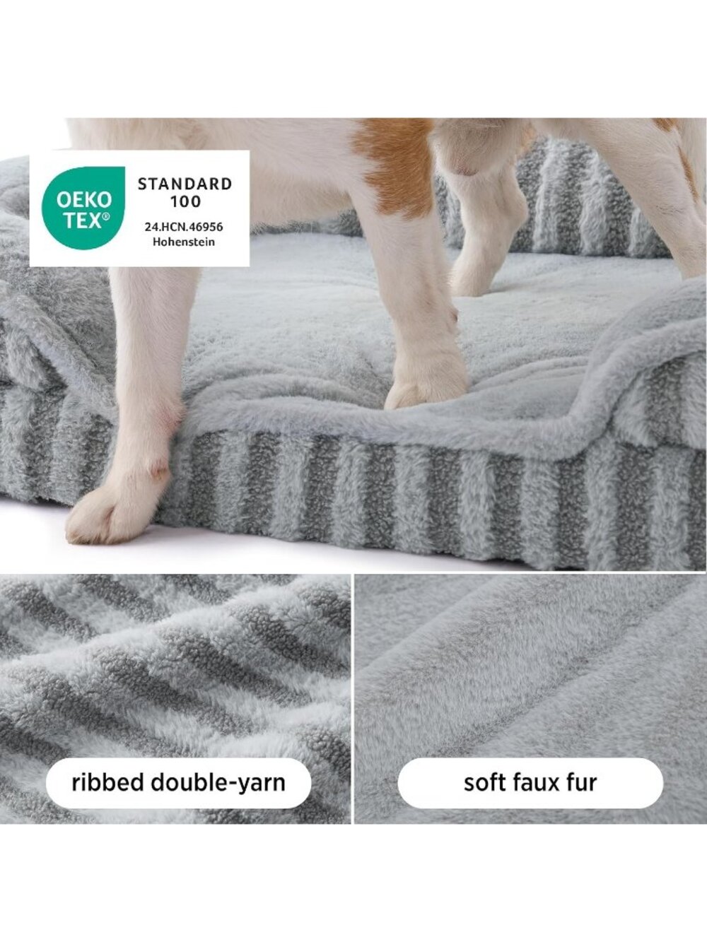 NWT LE SURE Cute Cozy High Back Orthopedic Dog Beds Large Sized Dog,35" Grey - Picture 2 of 7